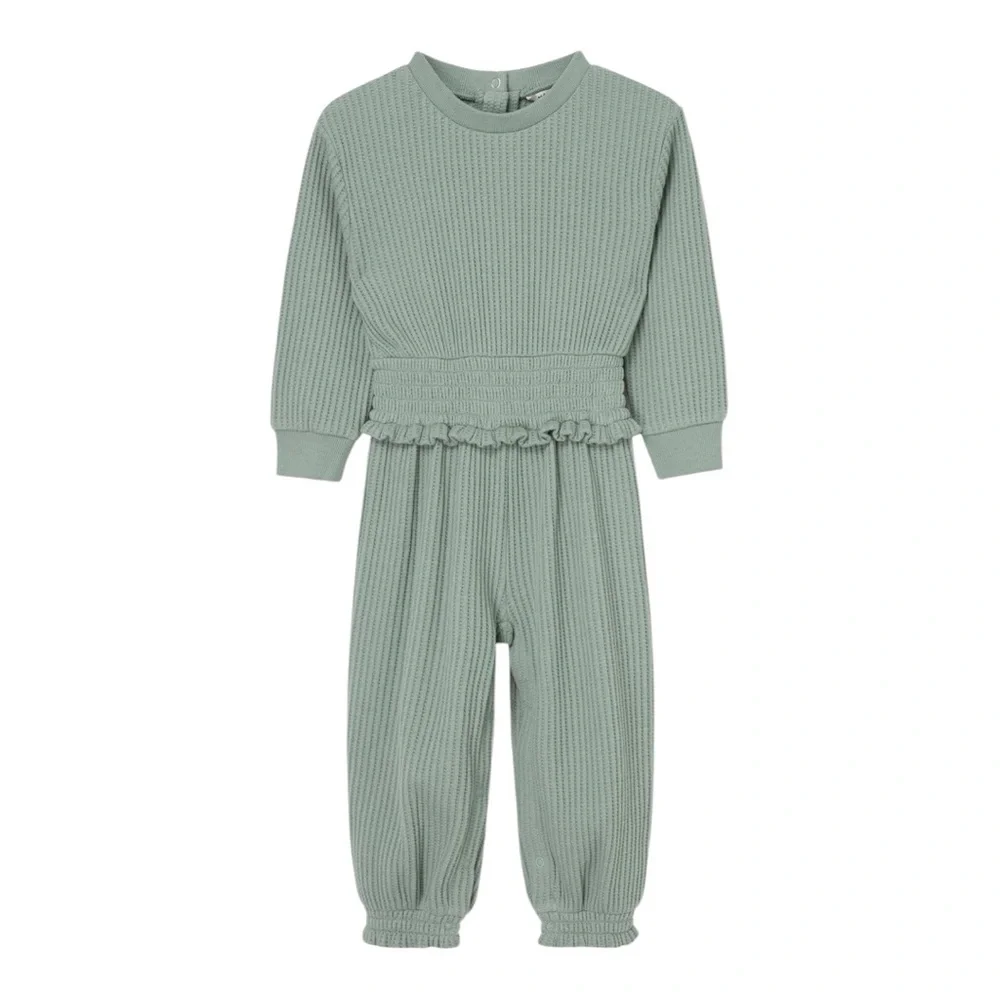 Habitual Ribbed Long Sleeve Baby Jumpsuit in Sage 18 Month